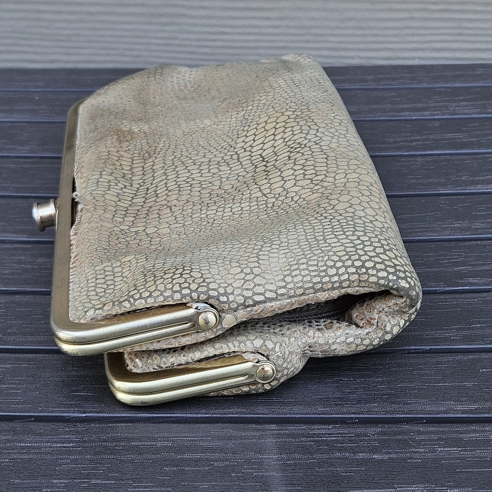 HOBO International Lauren Clutch Wallet Exotic Snakeskin Gold Organizer Bag - Picture 6 of 16